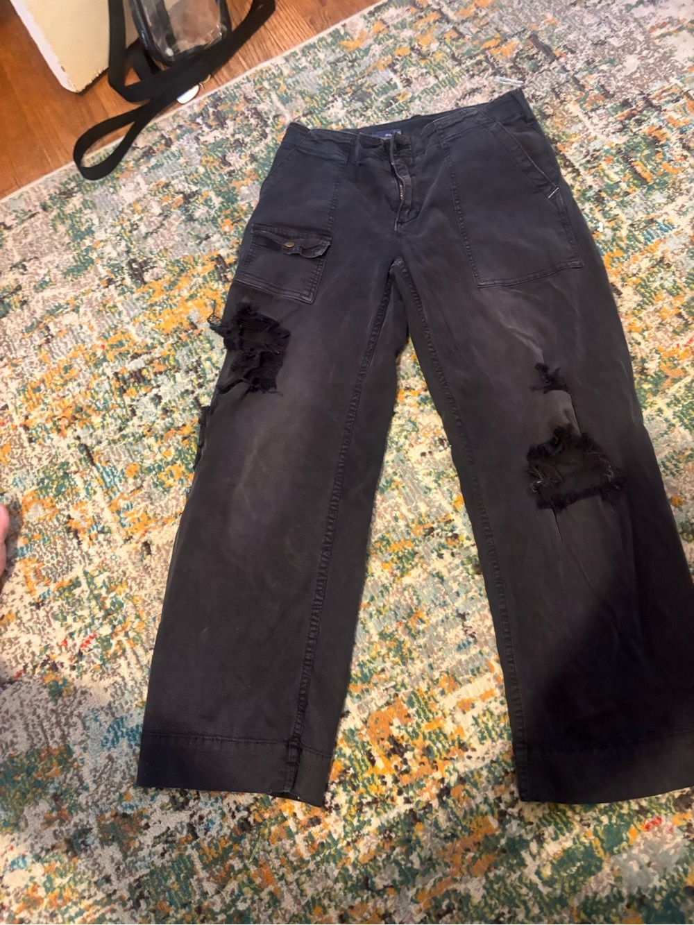 Pilcro Black Distressed Boyfriend Jeans